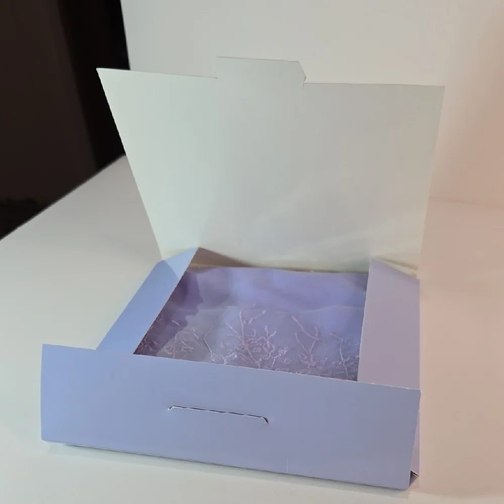 NIB Lavender Floral Embroidered Silk Sheer Scarf Exclusive